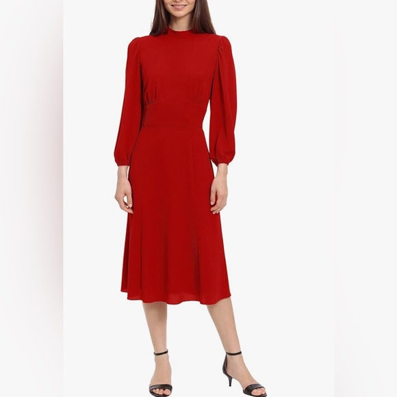 NWT Maggy London Women’s Red Long Sleeve Midi Dress Size 6 - Picture 7 of 10
